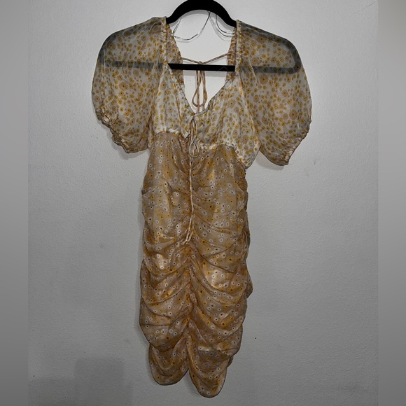Free People floral mini dress in yellow with cream - Picture 1 of 4